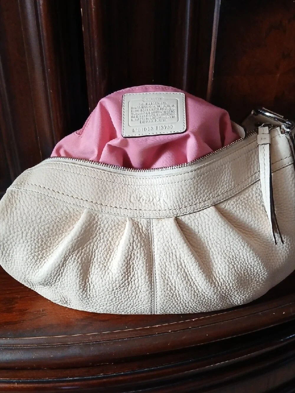 Coach Ivory Pebbled Leather Hobo Bag
